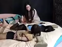 Lesbian BDSM Threesome With Spanking