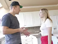 Lustful stepdaughter Kasey Miller seduces her step daddy spreading legs wide open