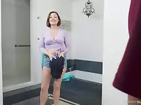 MILF stepmom is happy to see her stepson's cock after doing some laundry